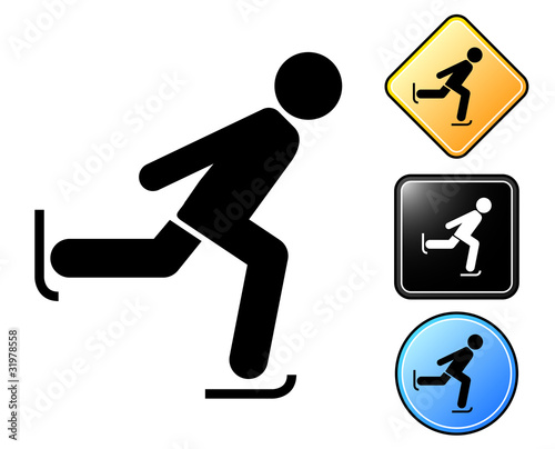 Ice skating pictogram and signs