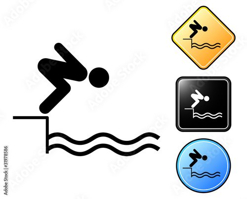 Swimming pictogram and signs