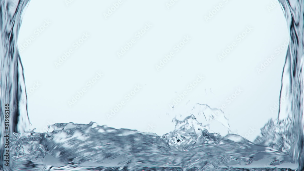 water splashing and filling screen + alpha
