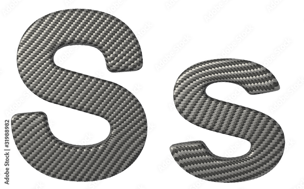 Naklejka premium Carbon fiber font S lowercase and capital letters