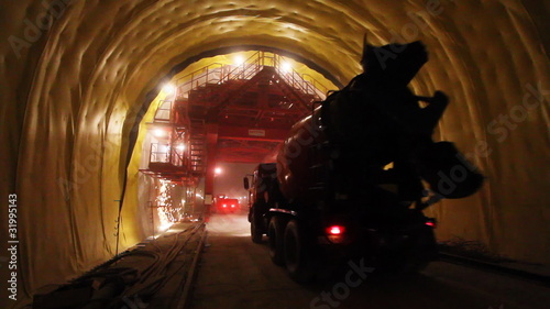 Car in a tunnel.