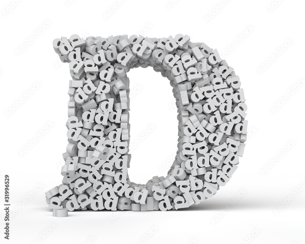 Capital letter D consisting of small letters