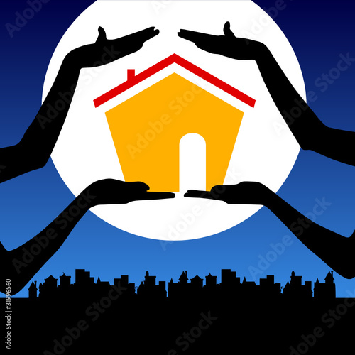 house in hand illustration