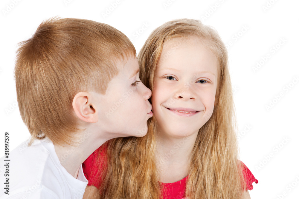 little boy kissing beautiful little girl little boy kissing beautiful little girl