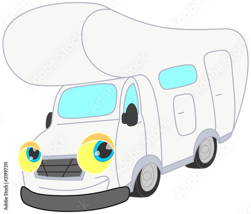 Smiling withe camper.clipping path included.
