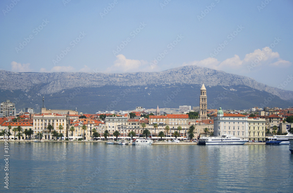view of the city of Split from the sea