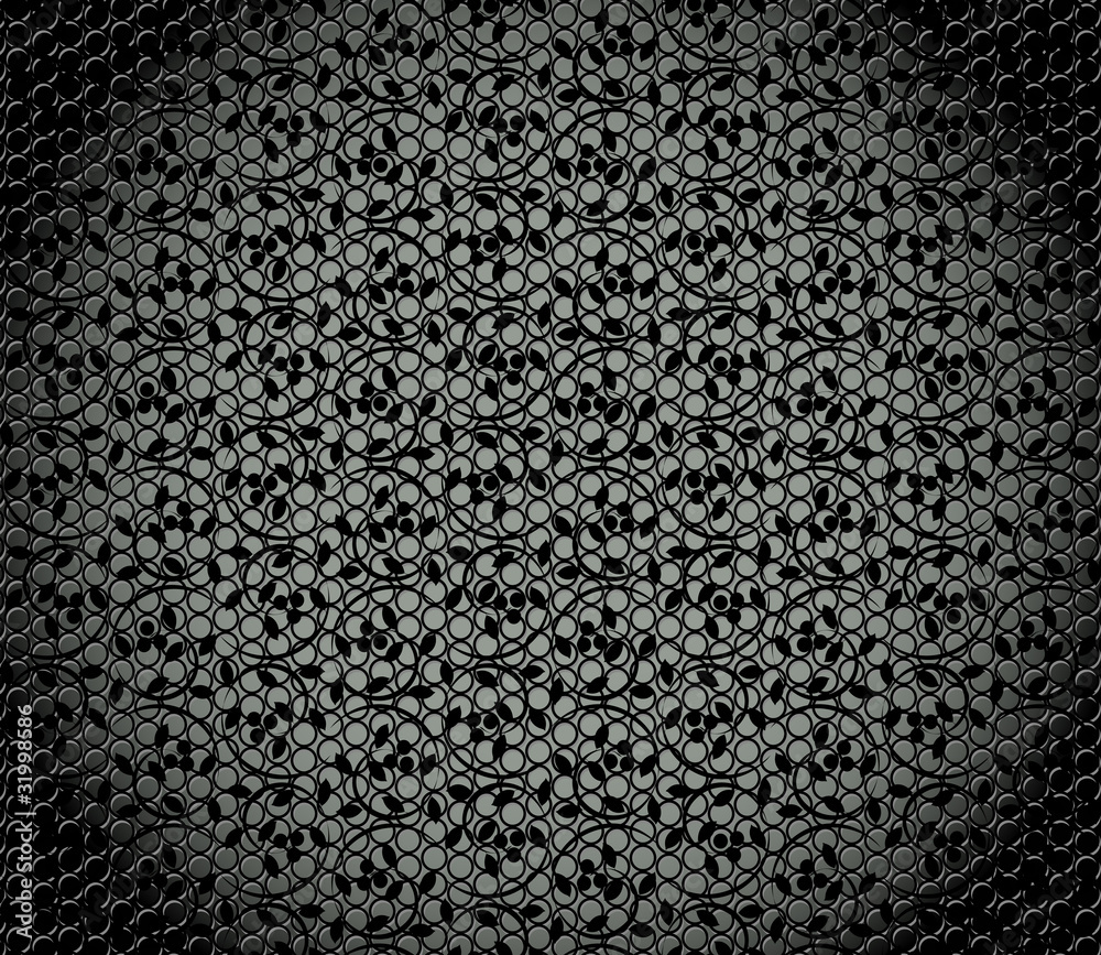 Fototapeta premium vector. metal texture with seamless floral pattern