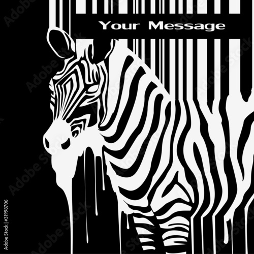 the abstract vector zebra silhouette with smudges barcode