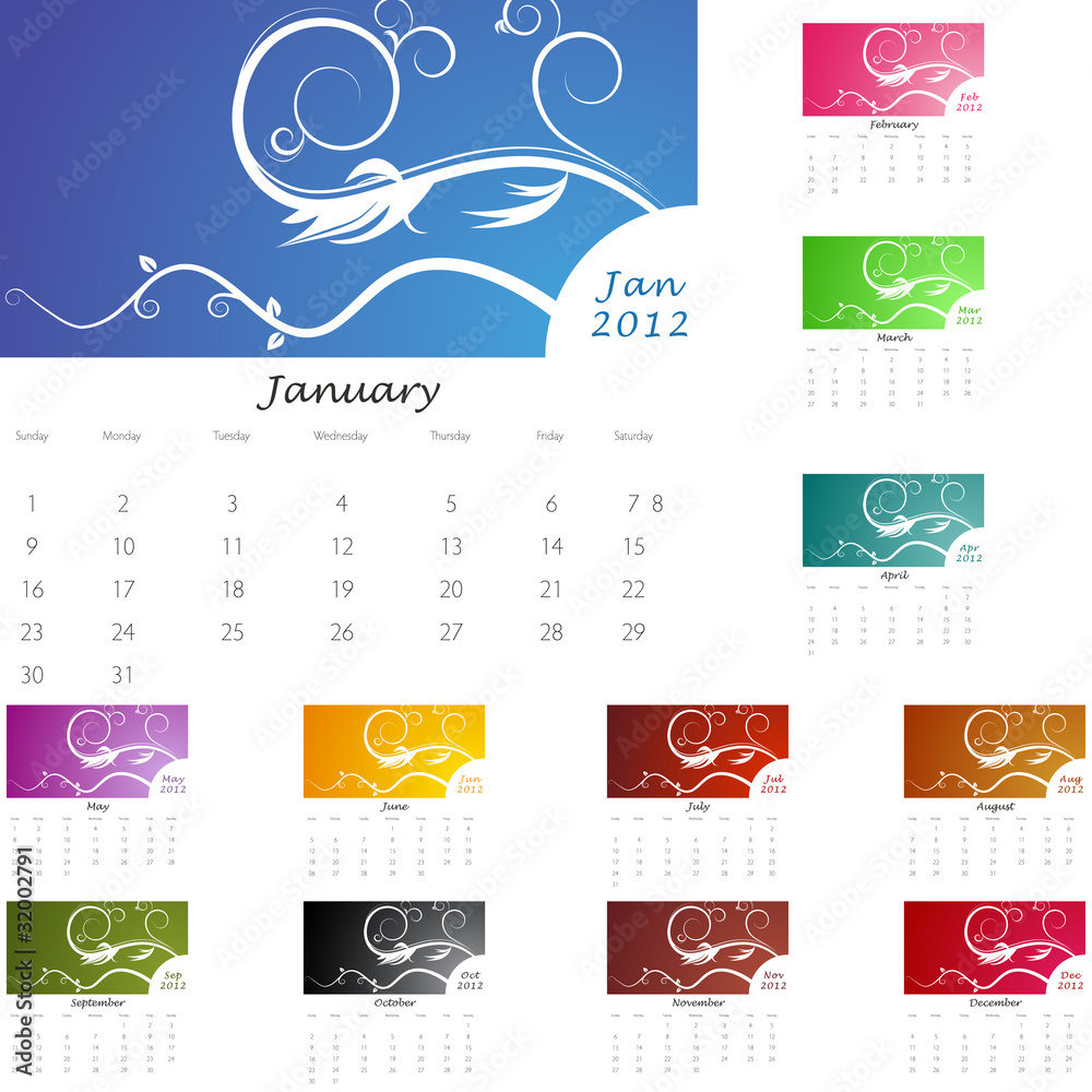 Fototapeta premium 2012 Nature Vine Design Calendar