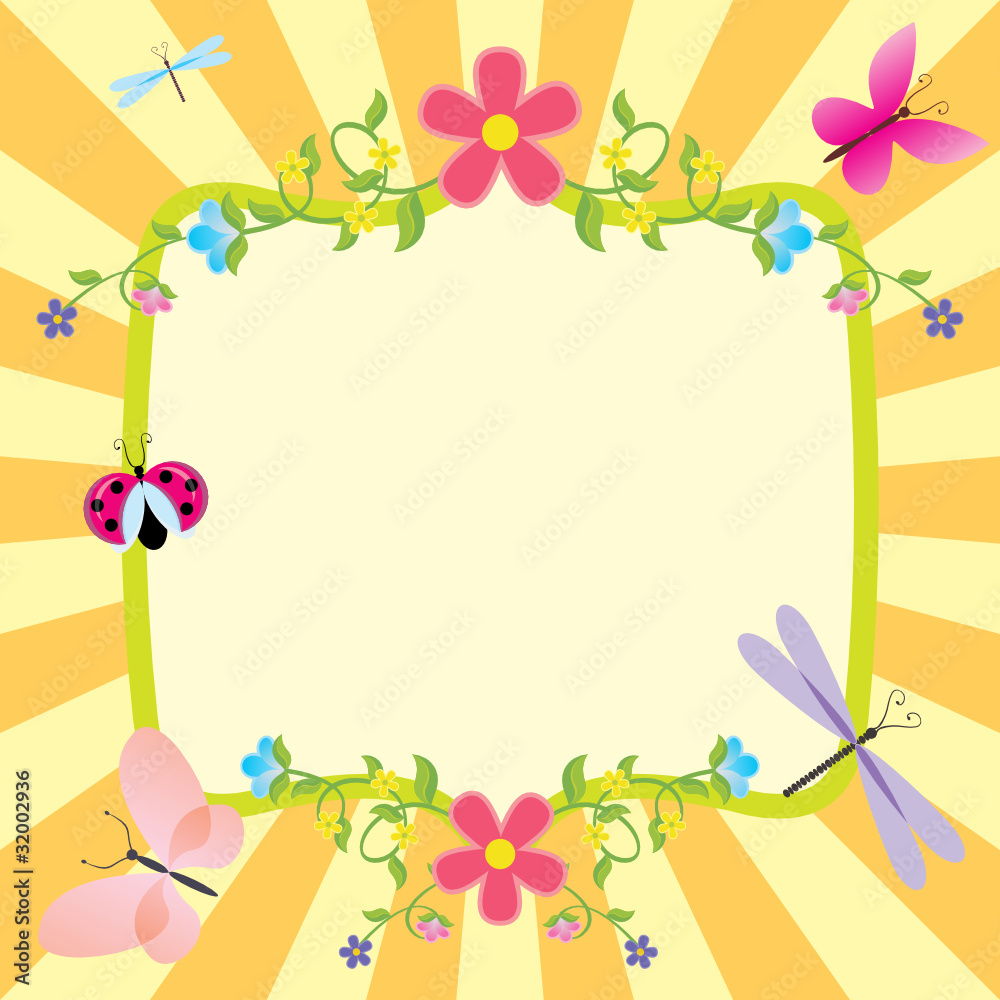 cartoon frame summer or spring easter