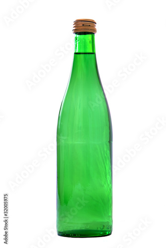 green bottle with water isolated on white background