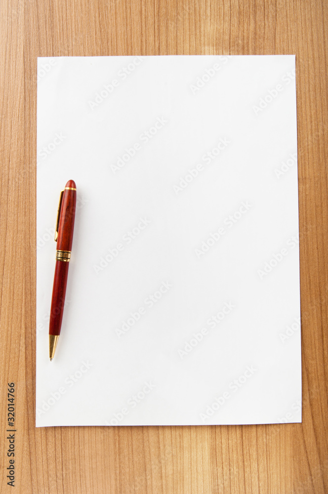 Pen on the sheet of paper Pen on the sheet of paper