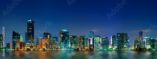 Miami skyline panorama at night
