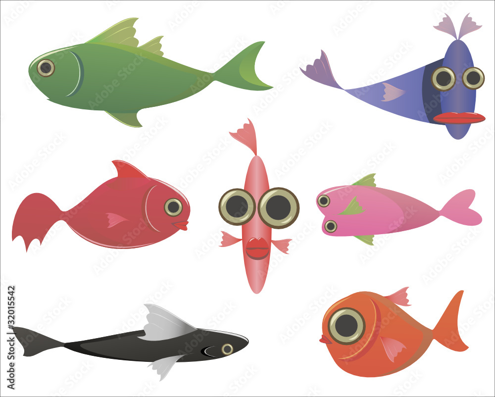 Fototapeta premium vector set of different fishes