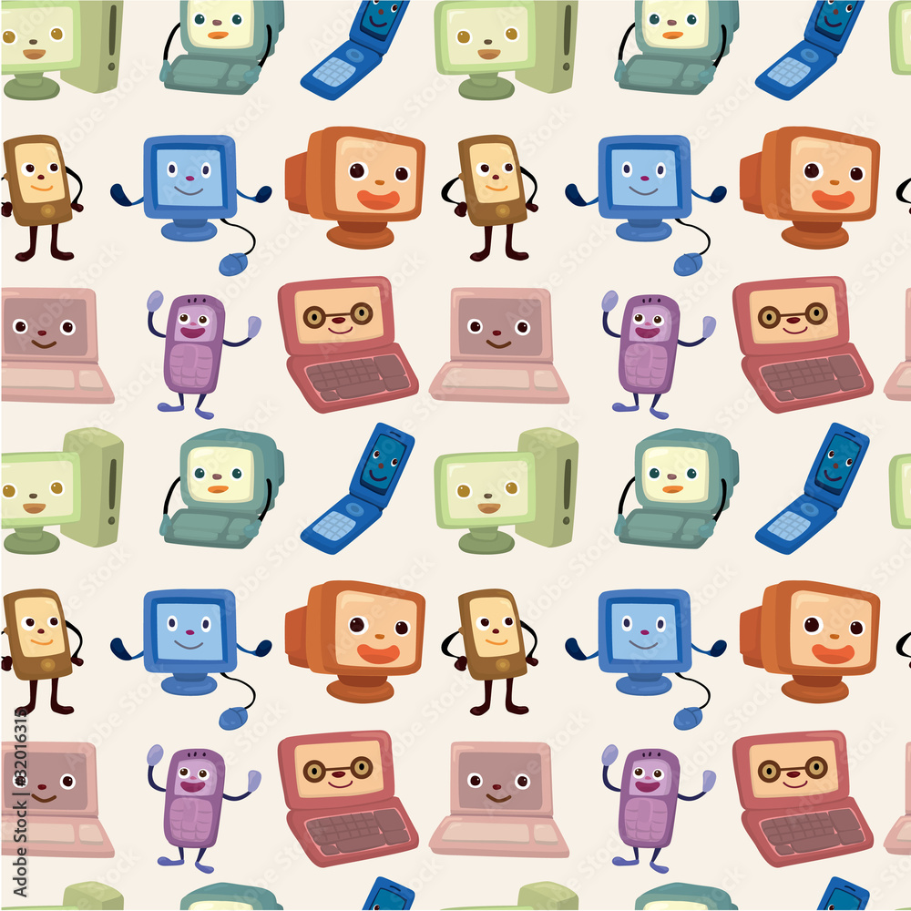cartoon computer and phone set seamless pattern cartoon computer and phone set seamless pattern