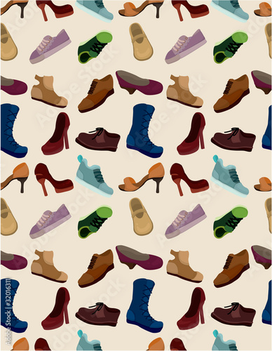 cartoon shoes set seamless pattern