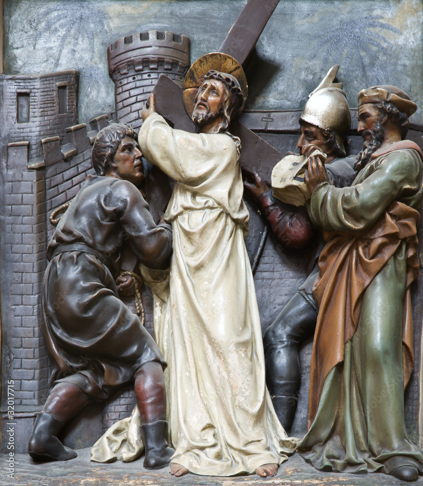 Jesus with the cross - cross way from Vienna church
