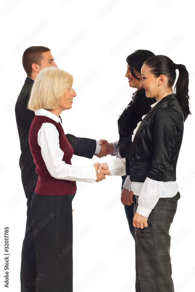 Happy business people handshakes Happy business people handshakes
