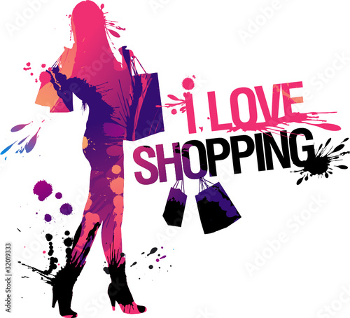 Shopping woman silhouette. I love shopping.