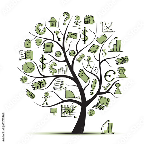 Art tree concept with business icons for your design