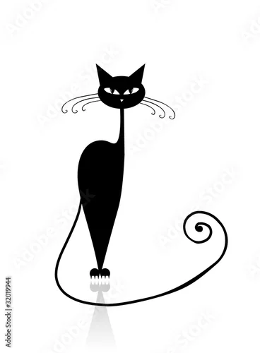 Naklejka na ścianę Czarny kot sylwetka dla swojego projektu