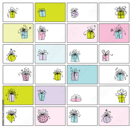24 business cards with funny gift boxes