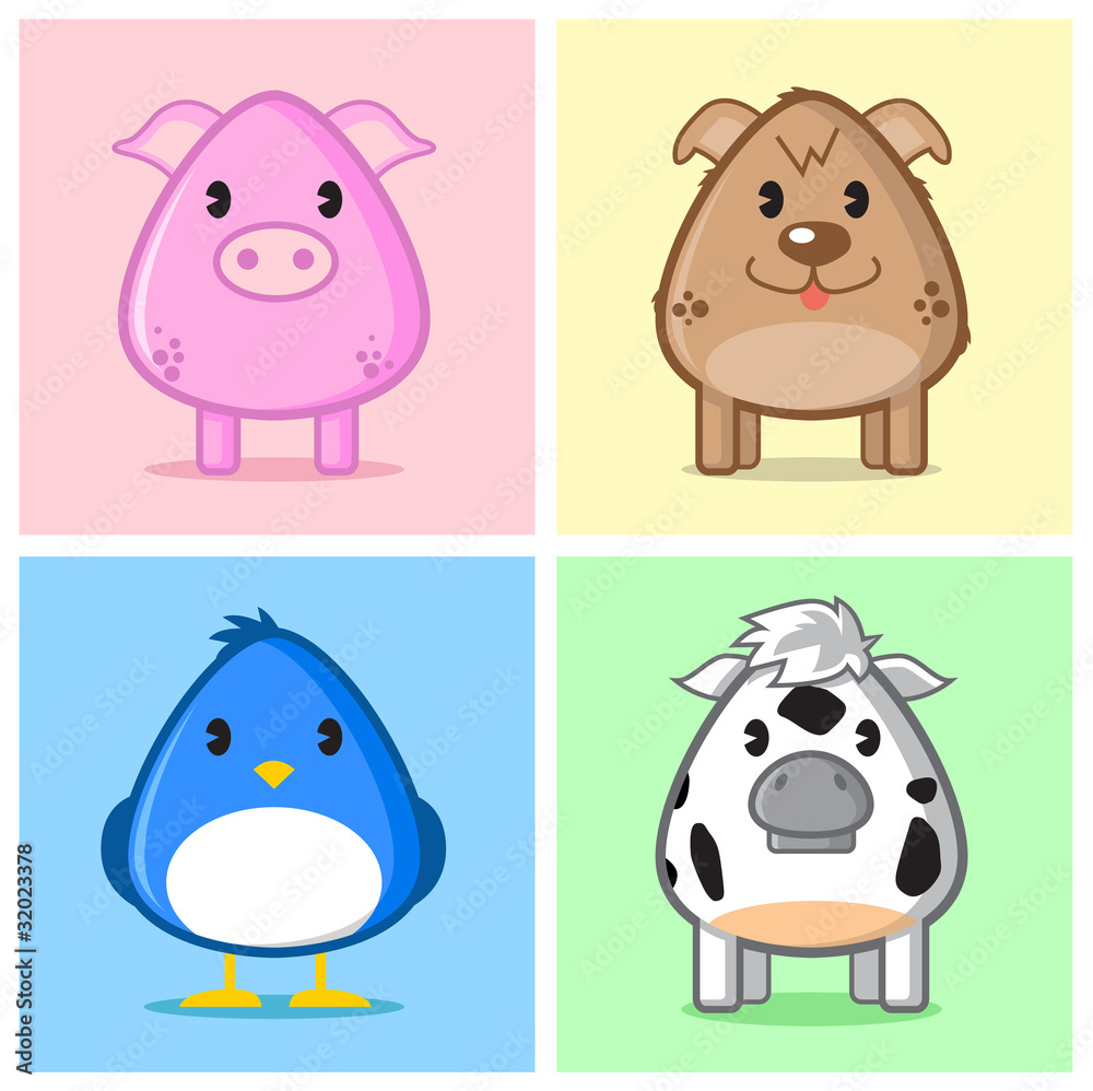 Naklejka premium Cute Animals Caricature