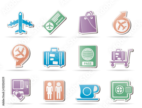 airport, travel and transportation icons 1 - vector icon set
