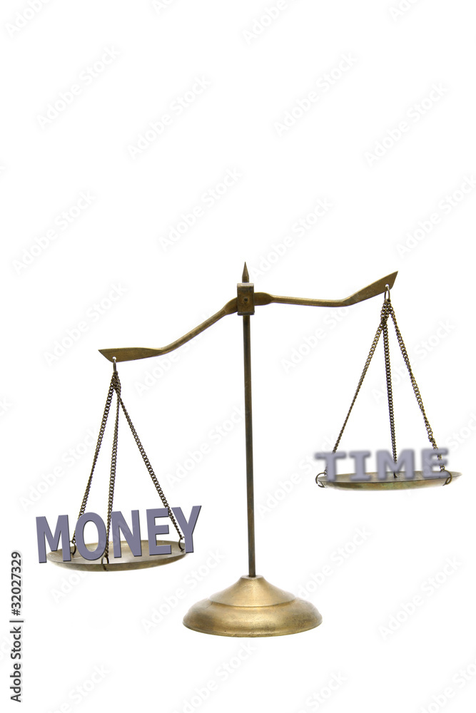 money is greater than time concept on golden brass scales money is greater than time concept on golden brass scales