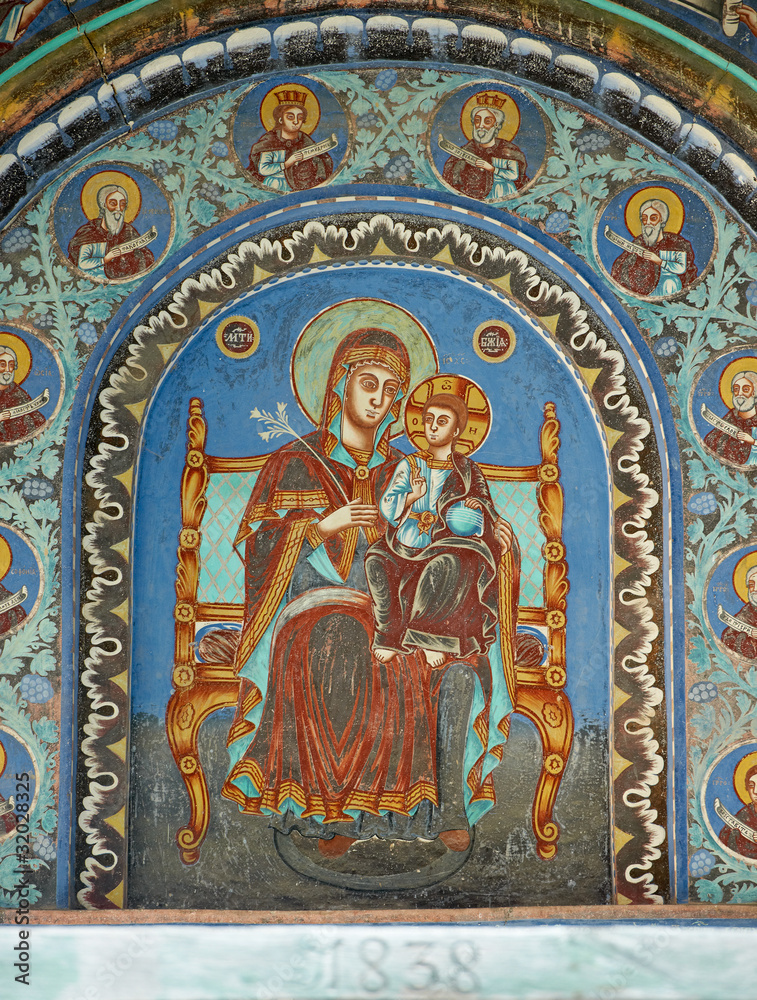 Old painting of Holy Mary from Batoshevo monastery, Bulgaria