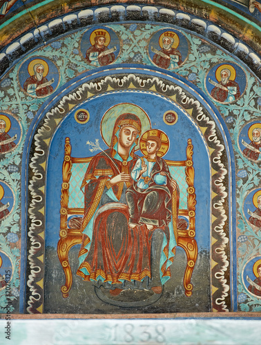 Old painting of Holy Mary from Batoshevo monastery, Bulgaria