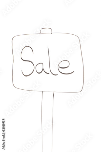 Drawn sign with the word "sale" written on it