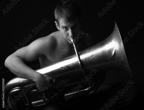 Canvas Print Man and woodwinds.
