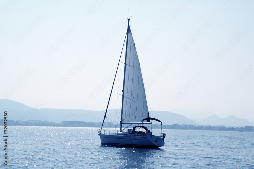 Obraz premium sailboat sailing in blue mediterranean sea