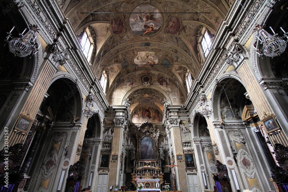 Baroque church interior in Modena, Italy