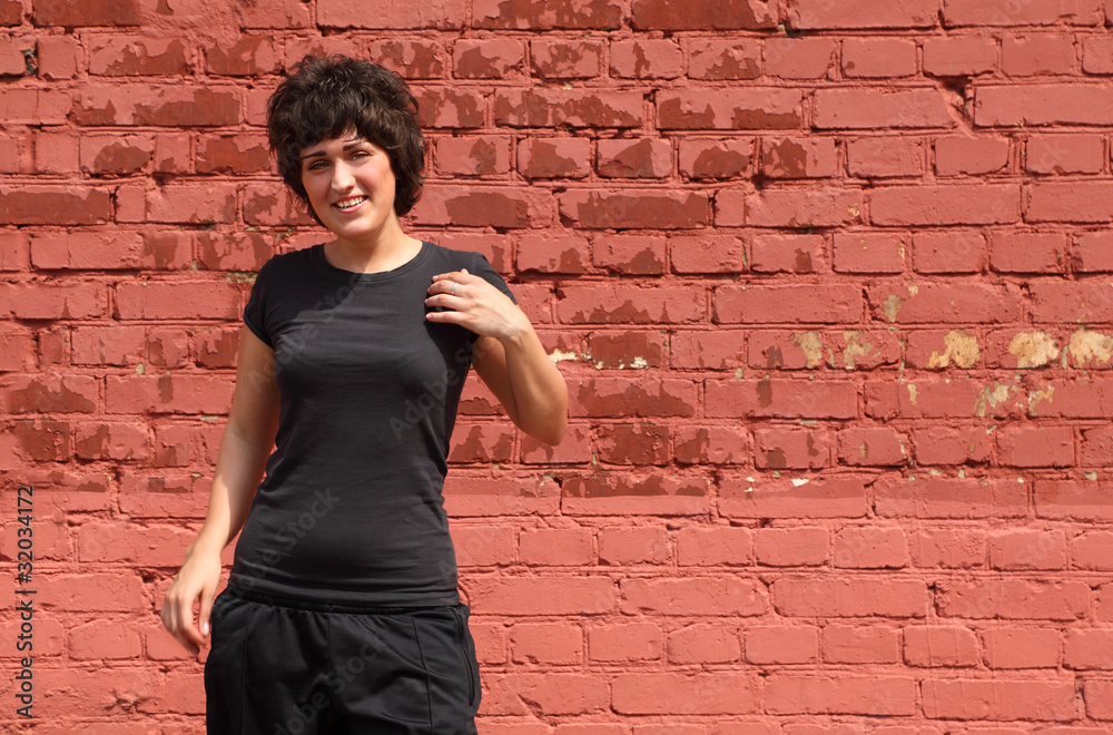 Portrait of girl in black clothes, she makes gymnastics Portrait of girl in black clothes, she makes gymnastics