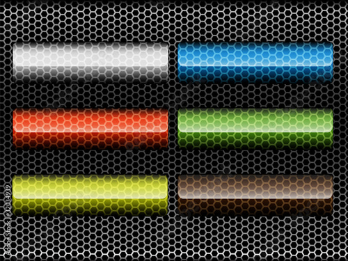 Set of modern web buttons with reticle design - six colors