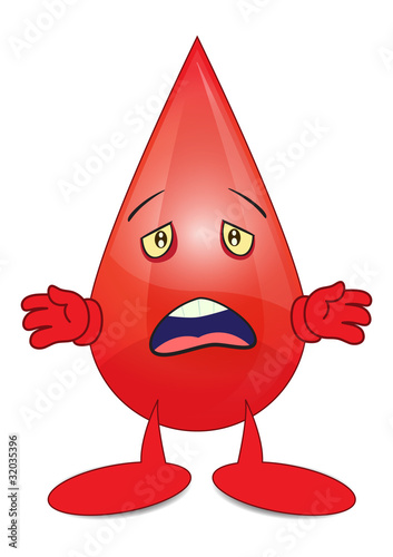 Sad Blood Cartoon Character Illustration Isolated White