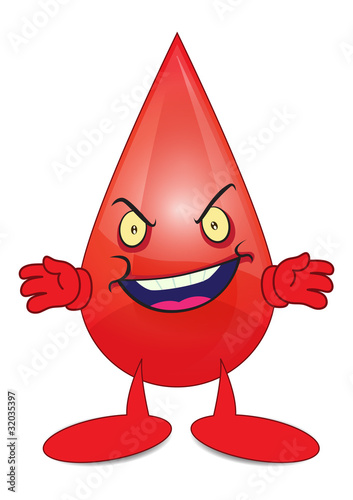 Angry Blood Cartoon Character Illustration Isolated White