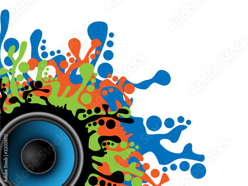 Music splash background with speaker