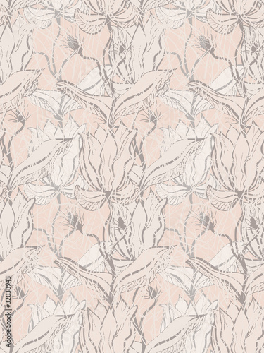 vector seamless background with abstract flowers, grunge style