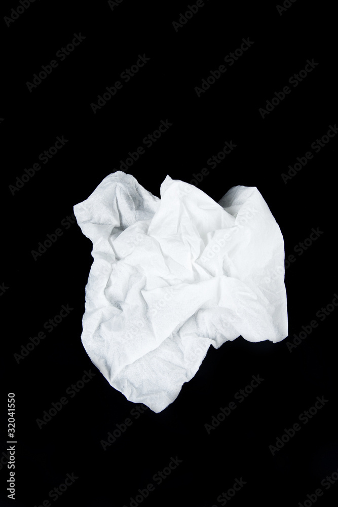 Crumple paper, A crumpled white paper on black screen.