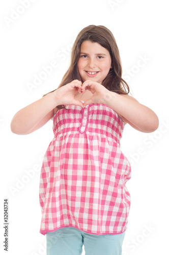 Girl showing heart symbol