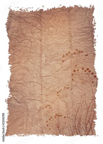 old vintage paper sheet with floral motif