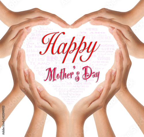 Hands make heart shape for happy mother day