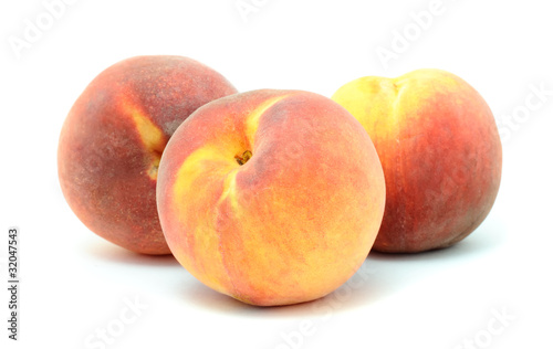 Juicy Peaches Isolated on White Background