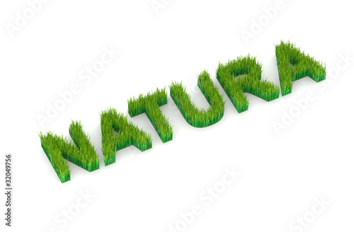 scritta natura con erba verde