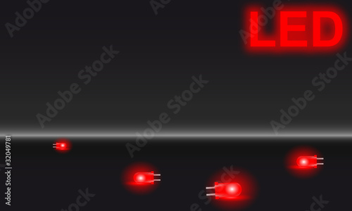 Led rossi su un piano