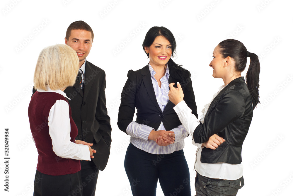 Group of business people having conversation Group of business people having conversation