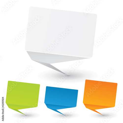 3d vector paper origami note / bubble set